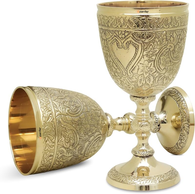 Solid brass wine goblet